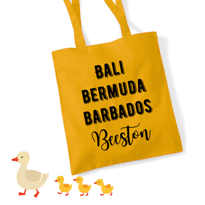 Bali, Bermuda, Barbados, Beeston Tote bag
