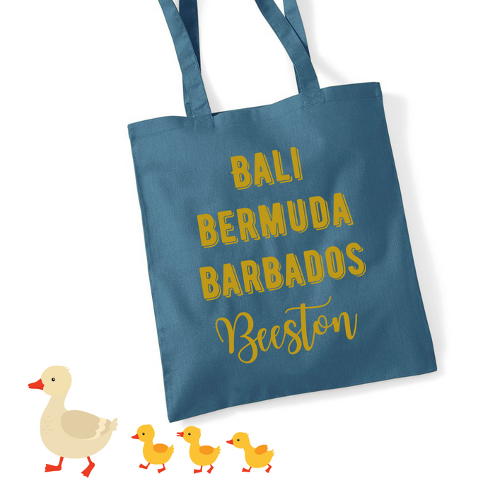 Bali, Bermuda, Barbados, Beeston Tote bag