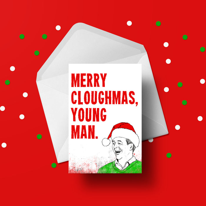 Merry Cloughmas young man - Greetings Card
