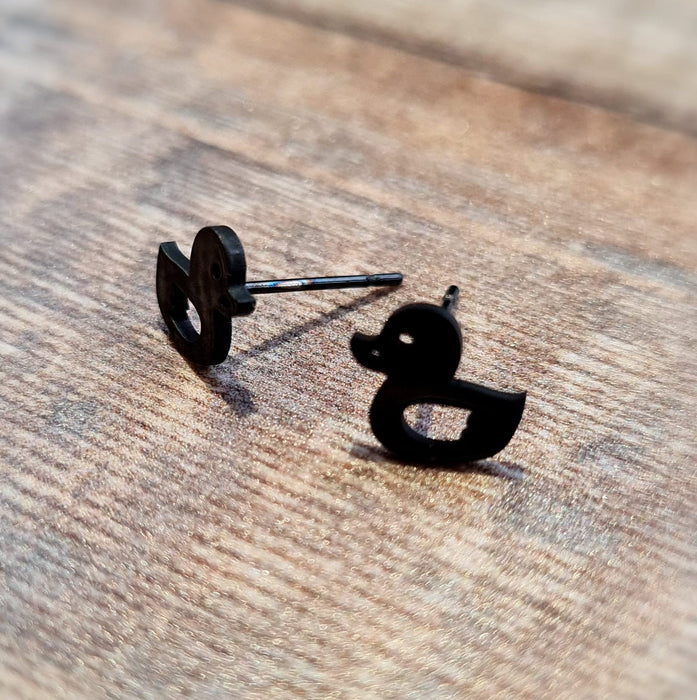 Gunmetal Cute Mini Duck Stud Earrings