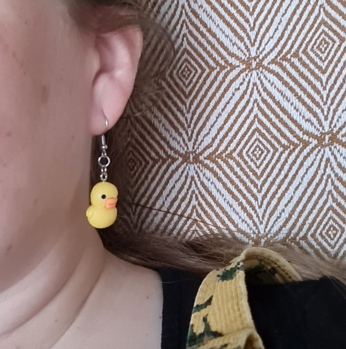 Yellow Polymer clay Duck earrings