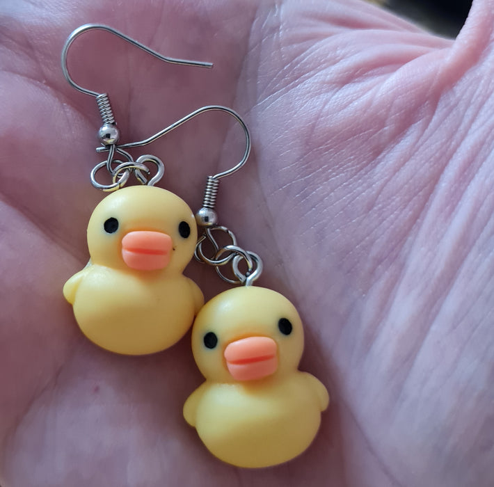 Yellow Polymer clay Duck earrings