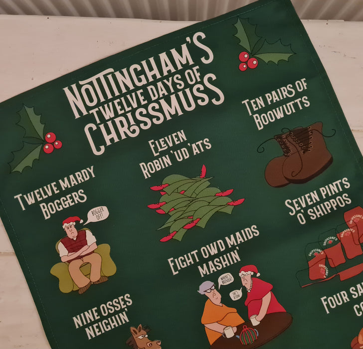 Twelve days of Nottingham Chrissmuss Tea-Towel