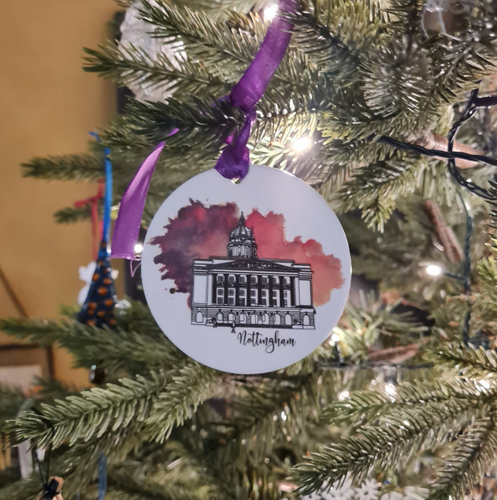 Nottingham Landmarks Watercolour Acrylic Decorations (8cm)