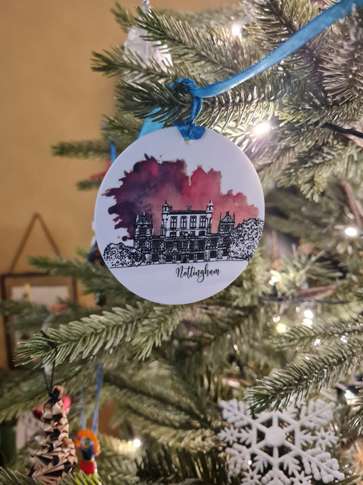 Nottingham Landmarks Watercolour Acrylic Decorations (8cm)