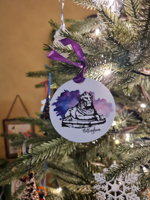 Nottingham Landmarks Watercolour Acrylic Decorations (8cm)