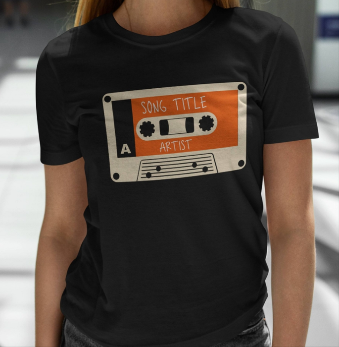 Cassette Tape customised song title T-shirt