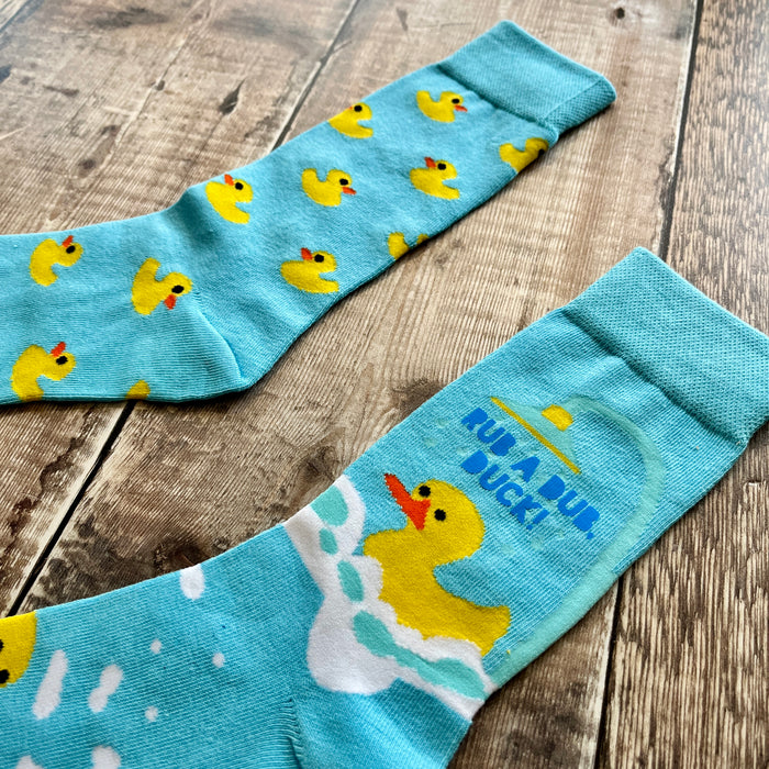 Rub a dub blue rubber duck socks