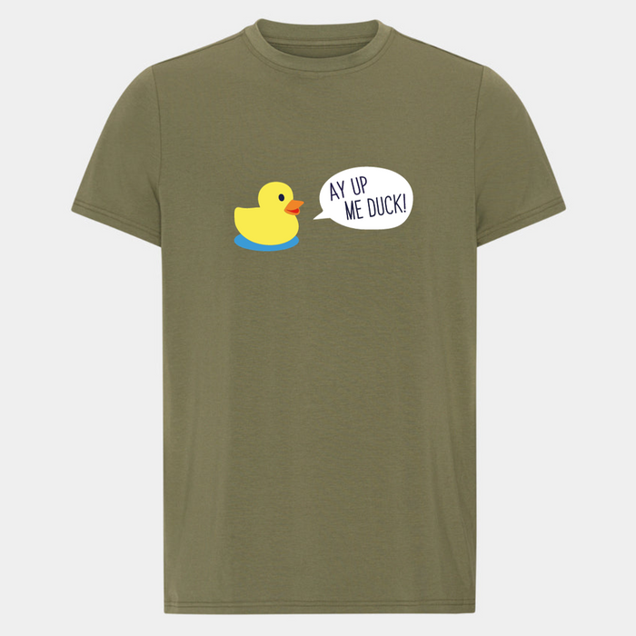 Ayup, me Duck!/Ta-ra me duck!Speech Bubble Olive Green T-shirt