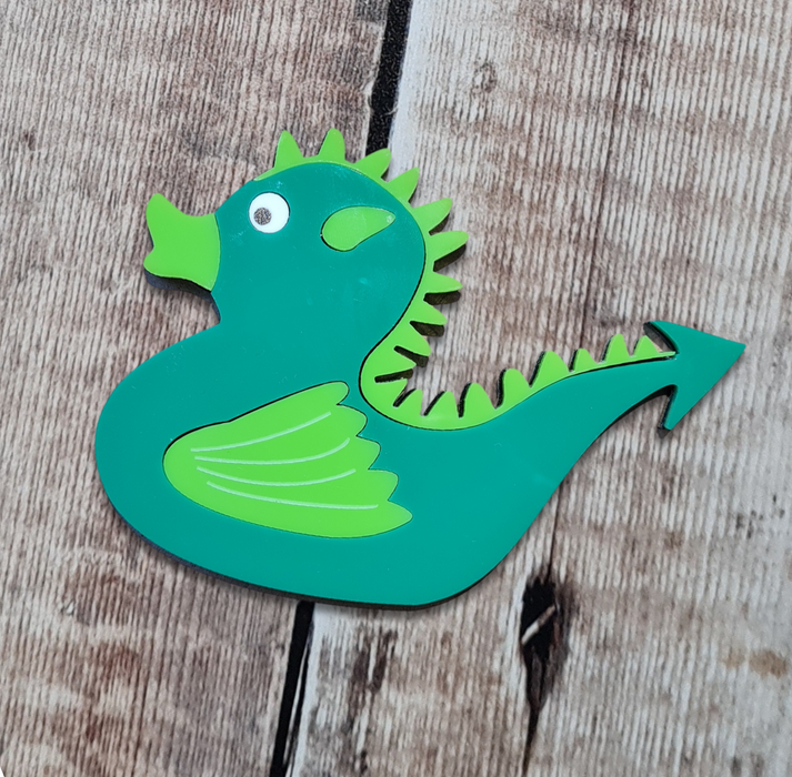 Cecil the Green Dragon Acrylic Inlaid Handmade Fridge Magnet