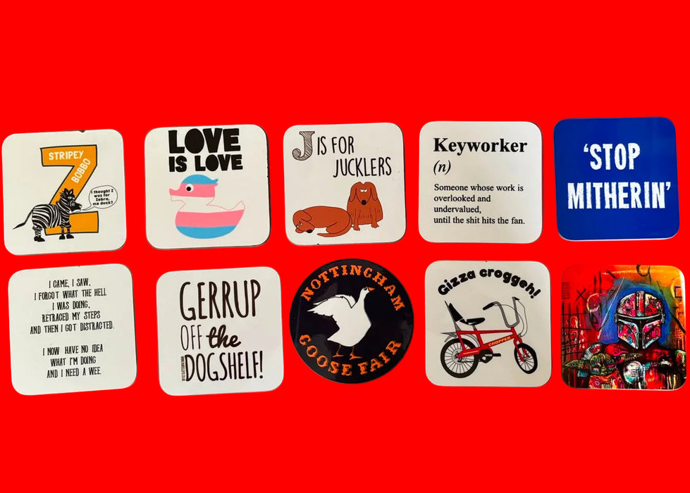 Mis-printed dialect Coasters