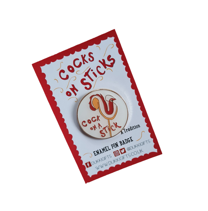 Cock on a Stick Enamel Pin