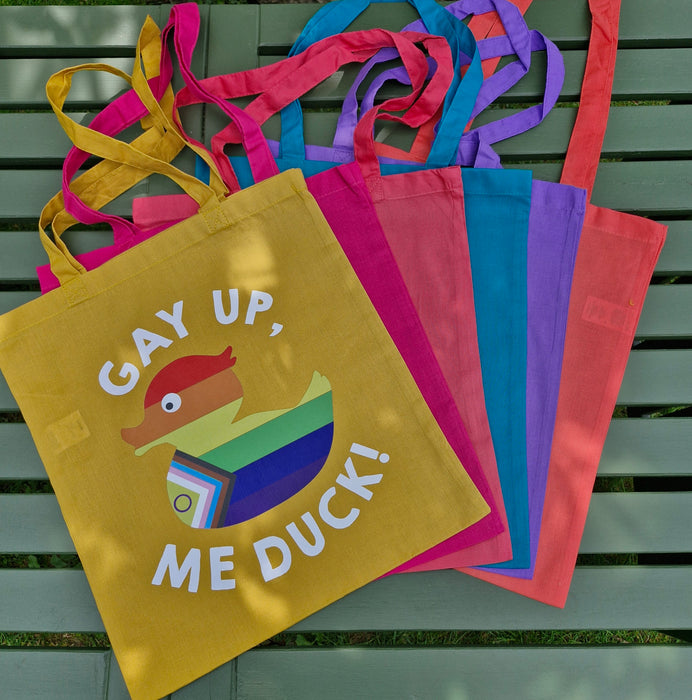 Gay up, me duck!  Tote Bag