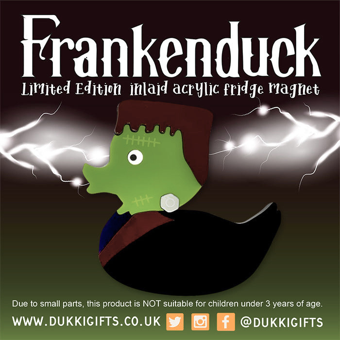 Frankenduck - Inlaid wood and acrylic Handmade Fridge Magnet