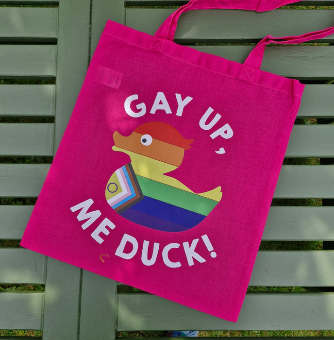 Gay up, me duck!  Tote Bag
