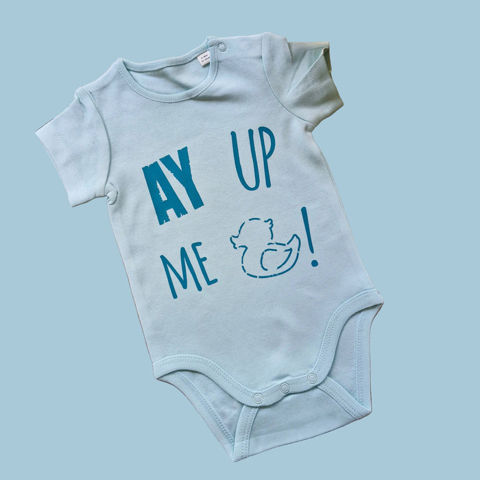 Ay up me duck! Pink Baby grow