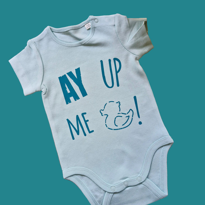 Ay up me duck! Pink Baby grow