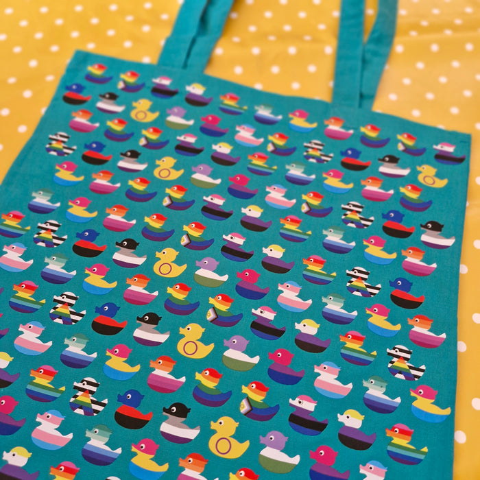 Pride flag Ducks tote bag