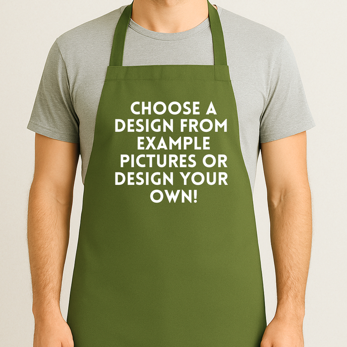 Olive green Apron - choose your design