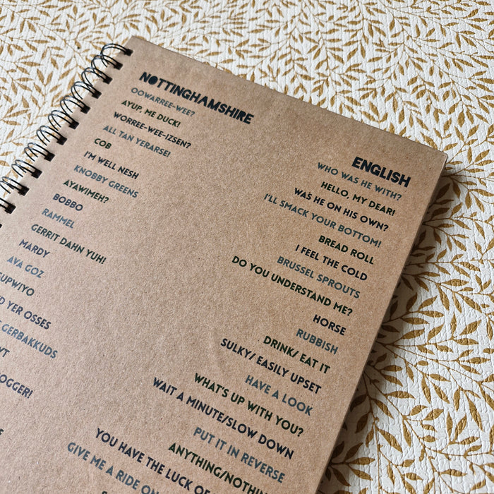 A4 Notebook Nottinghamshire to English