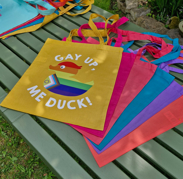 Gay up, me duck!  Tote Bag