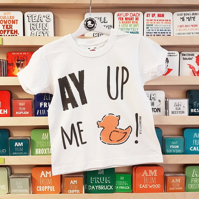 Ayup, me Duck! Kids's T-shirt with yellow duck.