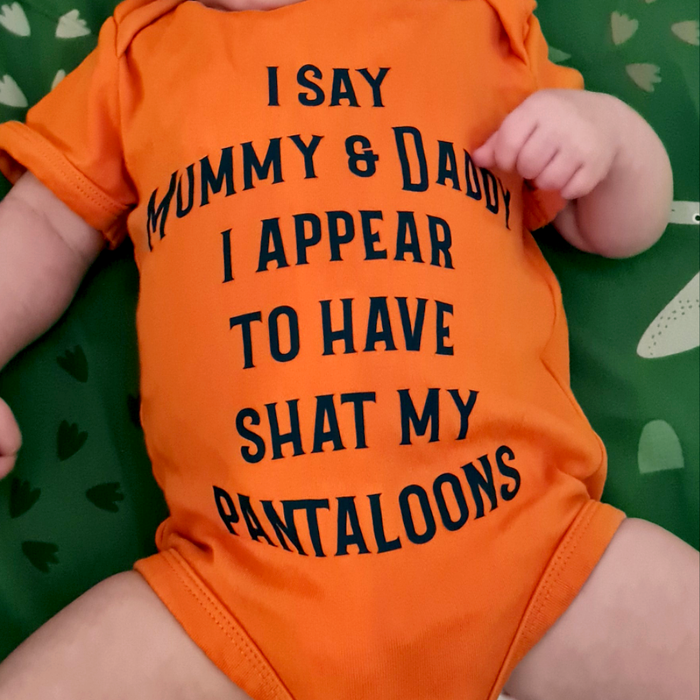 I say Mummy and Daddy, I appear to have sh*t my pantaloons Baby grow