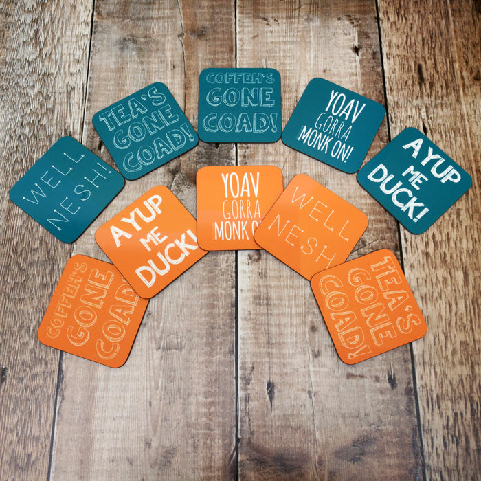 Colour-coordinated Dialect Coasters (set of six)