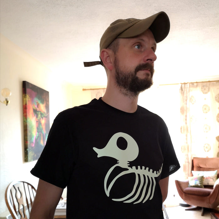 Trixy Styx glow in the dark Halloween skeleton duck T-shirt