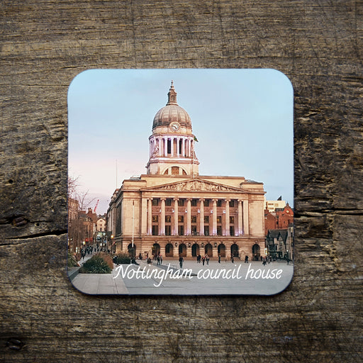 nottingham council house, lions, photographic, nottinghamshire, historic building, dukki, local landmarks, coaster