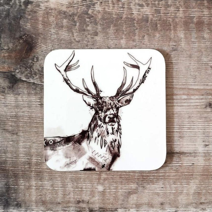 PROFILE OF A STAG COASTER by Ian Jones Art and Illustration