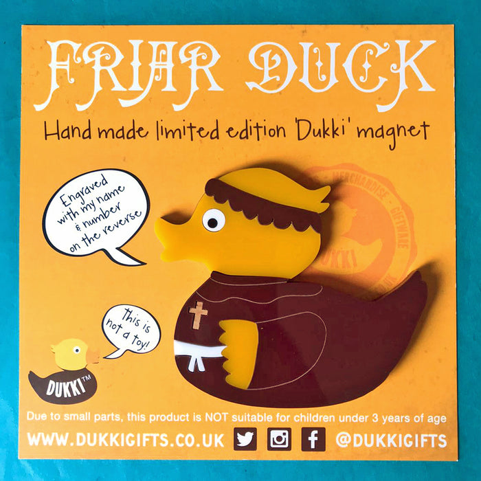 Limited Edition Friar Duck - Acrylic Inlaid Handmade Fridge Magnet
