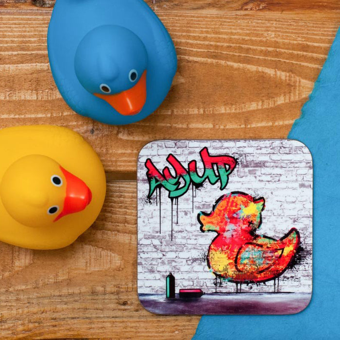 Ay up Grafitti Duck Coaster