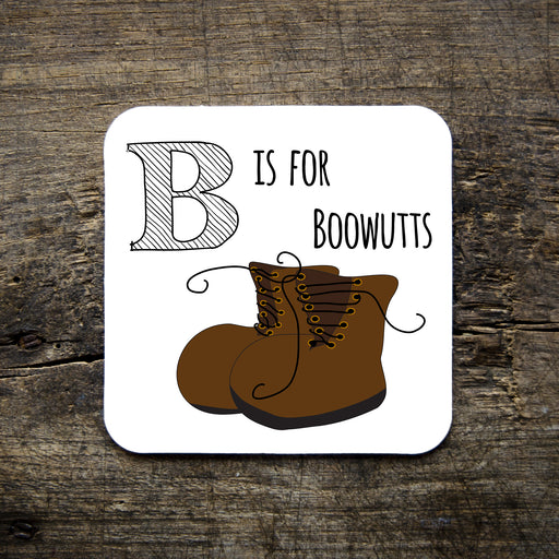 boots, boowutts, b is for boots, coaster, homeware,