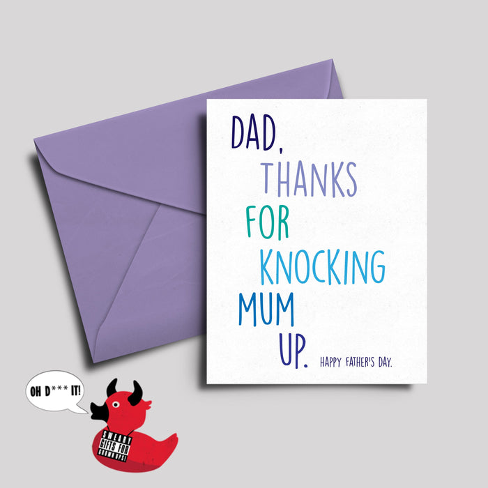 Dad thanks for knocking Mum up card