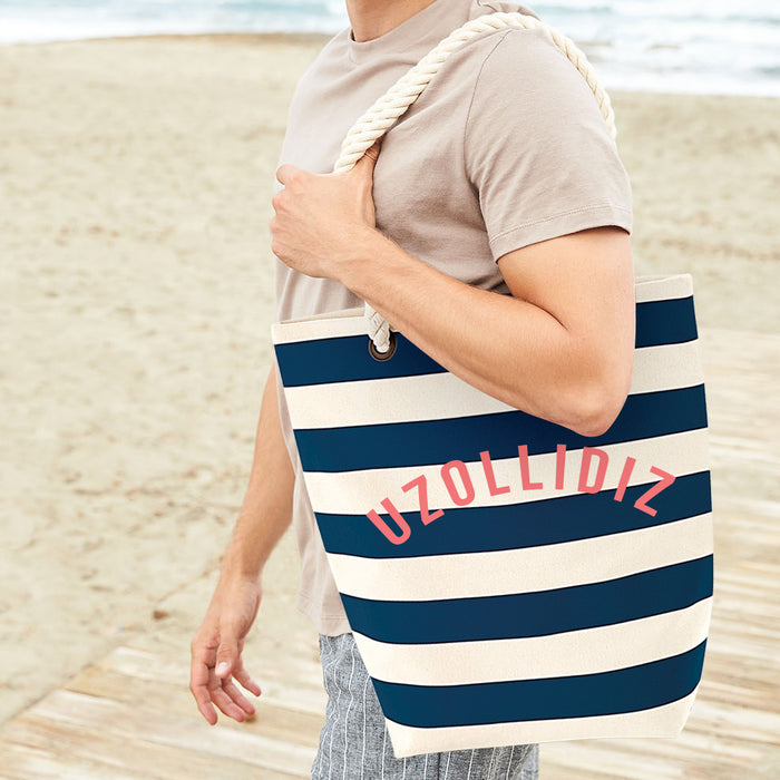 Striped Heavyweight Canvas Beach Bag