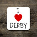 i love derby coaster, white, red heart, type, derby, gifts
