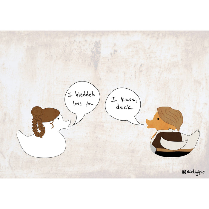Han and Leia Ducks Cartoon Print