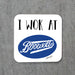 i wok at booowuts, boots, working, coaster, logo, dialect, nottingham, gifts,local, speech, notts