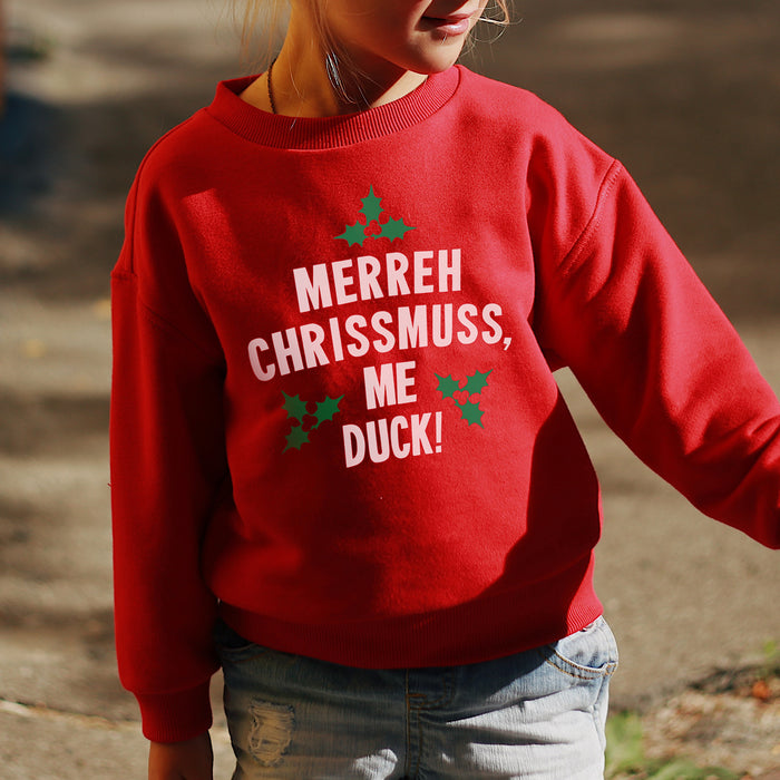 Merreh Chrissmuss, me duck! Children's Christmas Jumper