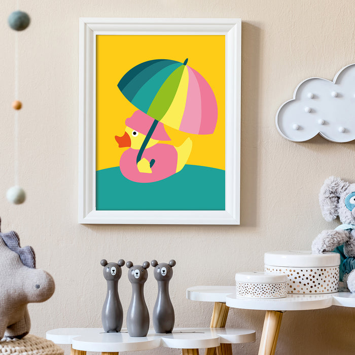 Little Dolly the duck with the brolly Poster Print