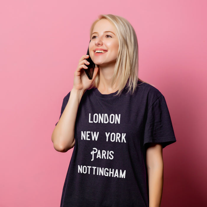 London, Paris, New York, Nottingham T-shirt
