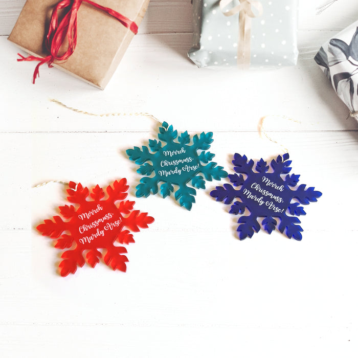 Merreh Chrissmuss, Mardy Arse! Christmas Snowflake Decorations