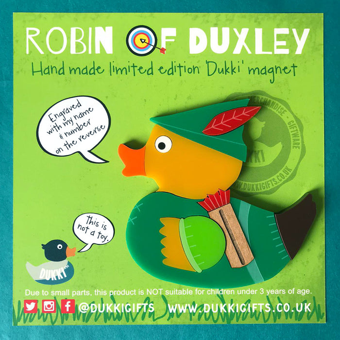 Limited Edition Robin of Duxley - Acrylic Inlaid Handmade Fridge Magnet