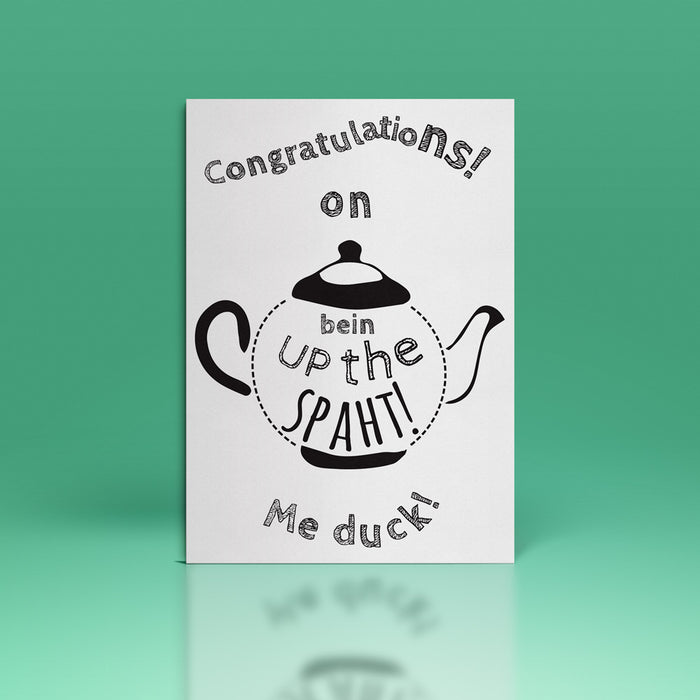 Congratulations on being up the Spaht Greetings Card