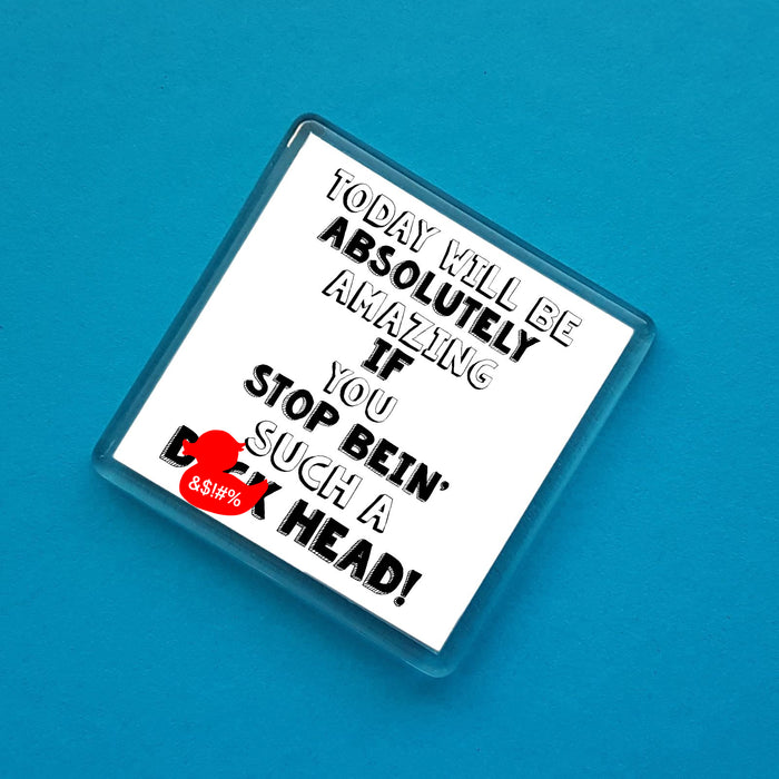 Today will be absolutely amazing if you stop bein' such a D*ck head! Fridge Magnet